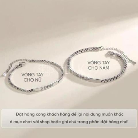 Vòng Tay Đôi Titan Khắc Tên Miễn Phí - Lắc Tay Nam Nữ Tình Yêu MINCO, Quà Tặng Ý Nghĩa Cho Bạn Thân
