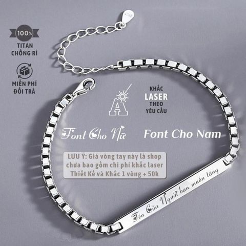 Vòng tay đôi khắc tên theo yêu cầu - Lắc tay không gỉ bạc Titan quà tặng tình yêu cho cặp đôi unisex