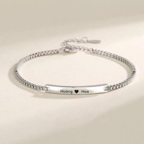 Vòng tay đôi khắc tên theo yêu cầu - Lắc tay không gỉ bạc Titan quà tặng tình yêu cho cặp đôi unisex