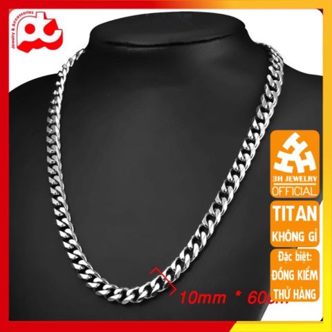 Dây Chuyền Nam Titan Cao Cấp - Phong Cách Đẳng Cấp và Mạnh Mẽ, Chất Liệu Bền, Không Gỉ, Phụ Kiện Thời Trang Nam 10mm Màu Trắng