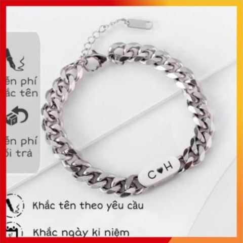 Lắc Tay Khắc Tên theo Yêu Cầu - Vòng Tay Đôi Unisex Chất Liệu Titan - Quà Tặng Thú Vị cho Cặp Đôi, Bạn Bè