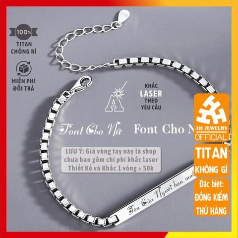 Vòng Tay Đôi Khắc Tên Màu Bạc Không Gỉ - Quà Tặng Tình Yêu Cho Cặp Đôi Nam Nữ - Lắc Tay Unisex Tại TITAN Shop