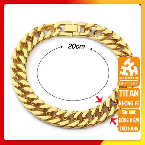 Lắc Tay Titan Cao Cấp Nam Nữ - Thiết Kế Mạnh Mẽ, Bền Bỉ Không Gỉ, Phong Cách Thời Trang Đẳng Cấp, Màu Vàng Sang Trọng 10mm