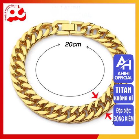 Lắc Tay Titan Cao Cấp Nam Nữ - Thiết Kế Mạnh Mẽ, Bền Bỉ Không Gỉ, Phong Cách Thời Trang Đẳng Cấp, Màu Vàng Sang Trọng 10mm
