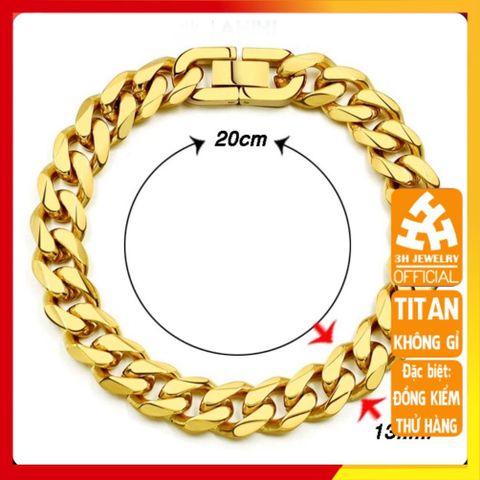 Lắc Tay Nam Titan Cao Cấp - Phong Cách Mạnh Mẽ, Bền Bỉ, Không Gỉ, Thời Trang Đẳng Cấp, Quà Tặng Nam Thanh Lịch 13mm Mạ Vàng