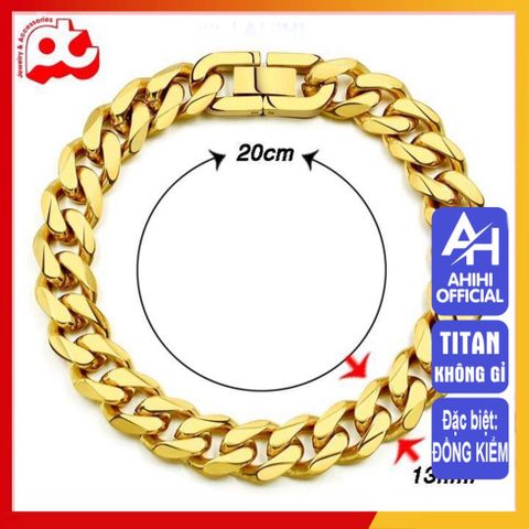 Lắc Tay Nam Titan Cao Cấp - Phong Cách Mạnh Mẽ, Bền Bỉ, Không Gỉ, Thời Trang Đẳng Cấp, Quà Tặng Nam Thanh Lịch 13mm Mạ Vàng