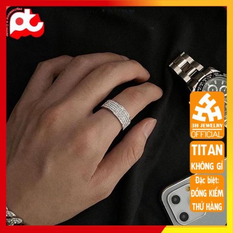Nhẫn Titan Cao Cấp Nam Nữ Đính Đá Lấp Lánh - Phụ Kiện Thời Trang Chống Gỉ, Phong Cách Nam Tính, Quà Tặng Đặc Biệt