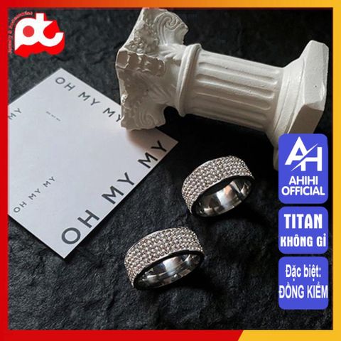 Nhẫn Titan Cao Cấp Nam Nữ Đính Đá Lấp Lánh - Phụ Kiện Thời Trang Chống Gỉ, Phong Cách Nam Tính, Quà Tặng Đặc Biệt