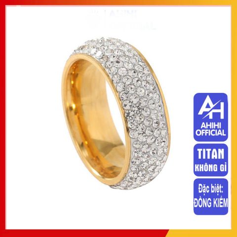 Nhẫn Titan Cao Cấp Nam Nữ Đính Đá Lấp Lánh - Phụ Kiện Thời Trang Chống Gỉ, Phong Cách Nam Tính, Quà Tặng Đặc Biệt