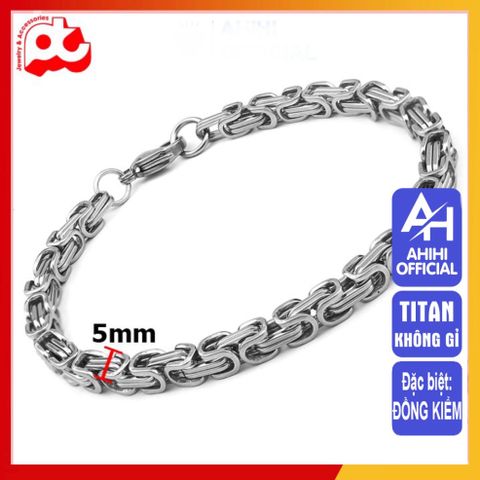 Lắc Tay Titan Nam Cao Cấp Thời Trang - Thiết Kế Ziczac Vuông Sang Trọng, Chất Liệu Bền Bỉ Không Gỉ, Kích Cỡ 9mm Màu Trắng