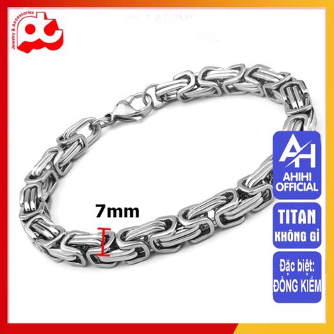 Lắc Tay Titan Nam Cao Cấp Thời Trang - Thiết Kế Ziczac Vuông Sang Trọng, Chất Liệu Bền Bỉ Không Gỉ, Kích Cỡ 9mm Màu Trắng