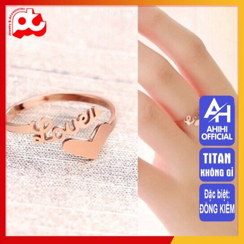 Nhẫn Nữ Titan Cao Cấp Chữ Love - Nhẫn Phong Cách Thanh Lịch, Chống Gỉ, Đa Dạng Màu Sắc và Kích Thước, Quà Tặng Đặc Biệt