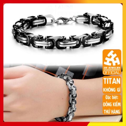 Lắc Tay Titan Nam Cao Cấp - Phong Cách Mạnh Mẽ, Sang Trọng, Không Gỉ, Thiết Kế Ziczac Độc Đáo, Phụ Kiện Thời Trang Nam 9mm Mạ Đen