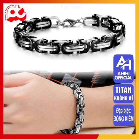 Lắc Tay Titan Nam Cao Cấp - Phong Cách Mạnh Mẽ, Sang Trọng, Không Gỉ, Thiết Kế Ziczac Độc Đáo, Phụ Kiện Thời Trang Nam 9mm Mạ Đen