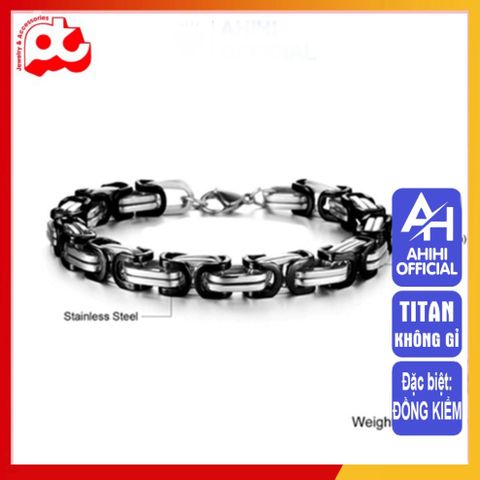 Lắc Tay Titan Nam Cao Cấp - Phong Cách Mạnh Mẽ, Sang Trọng, Không Gỉ, Thiết Kế Ziczac Độc Đáo, Phụ Kiện Thời Trang Nam 9mm Mạ Đen