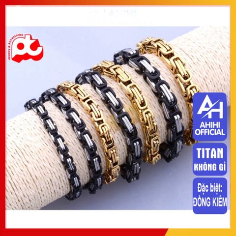 Lắc Tay Titan Nam Cao Cấp - Phong Cách Mạnh Mẽ, Sang Trọng, Không Gỉ, Thiết Kế Ziczac Độc Đáo, Phụ Kiện Thời Trang Nam 9mm Mạ Đen
