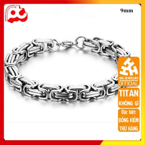 Lắc Tay Titan Nam Cao Cấp - Thời Trang Sang Trọng, Chống Gỉ, Thiết Kế Nam Tính, Kích Cỡ 9mm, Màu Bạc Đẹp 3H Jewelry