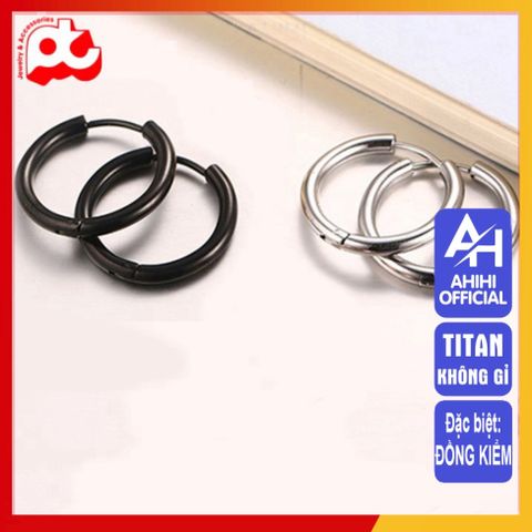Bông Tai Titan Nam Cao Cấp - Thiết Kế Đẳng Cấp, Không Gỉ, Kiểu Khoen Tròn - Phụ Kiện Thời Trang Nam Thanh Lịch