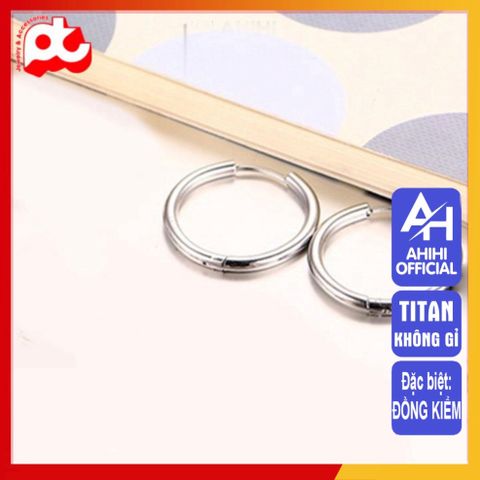 Bông Tai Titan Nam Cao Cấp - Thiết Kế Đẳng Cấp, Không Gỉ, Kiểu Khoen Tròn - Phụ Kiện Thời Trang Nam Thanh Lịch
