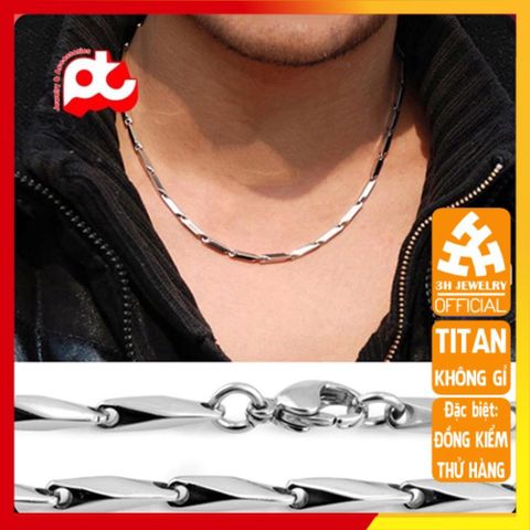 Dây Chuyền Nam Titan Cao Cấp - Trang Sức Sang Trọng, Chất Liệu Nhẹ, Không Gỉ, Phong Cách Nam Tính 3mm Màu Trắng