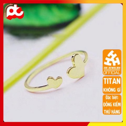 Nhẫn Nữ Titan Cao Cấp - Thiết Kế Thanh Lịch Trái Tim - Chống Gỉ, Không Kích Ứng, Đeo Được Nhiều Kích Thước, Quà Tặng Thời Trang
