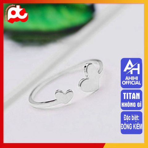 Nhẫn Nữ Titan Cao Cấp - Thiết Kế Thanh Lịch Trái Tim - Chống Gỉ, Không Kích Ứng, Đeo Được Nhiều Kích Thước, Quà Tặng Thời Trang
