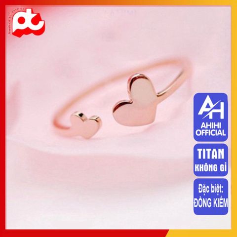 Nhẫn Nữ Titan Cao Cấp - Thiết Kế Thanh Lịch Trái Tim - Chống Gỉ, Không Kích Ứng, Đeo Được Nhiều Kích Thước, Quà Tặng Thời Trang