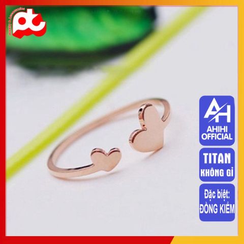 Nhẫn Nữ Titan Cao Cấp - Thiết Kế Thanh Lịch Trái Tim - Chống Gỉ, Không Kích Ứng, Đeo Được Nhiều Kích Thước, Quà Tặng Thời Trang