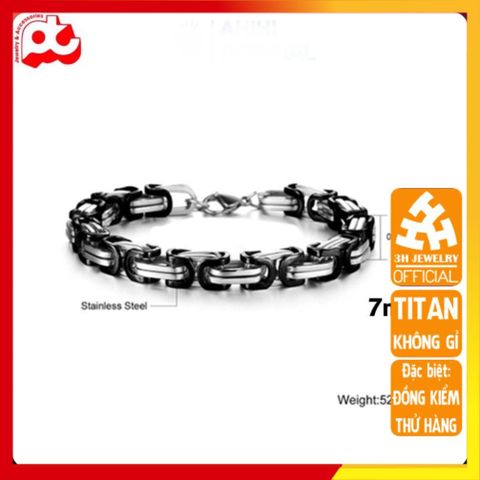Lắc Tay Titan Nam Cao Cấp - Phong Cách Mạnh Mẽ, Không Gỉ, Đẳng Cấp, Lịch Lãm, Kích Cỡ 7mm - Trang Sức Thời Trang Nam