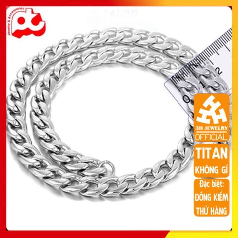 Dây Chuyền Titan Nam Cao Cấp - Phong Cách Mạnh Mẽ, Đẳng Cấp, Chống Gỉ, 9mm Màu Trắng - Trang Sức Nam Sang Trọng 3H JEWELRY