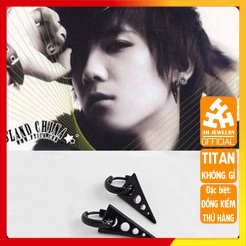Bông Tai Nam Titan Cao Cấp Đen - Phụ Kiện Thời Trang Nam Tính, Chống Gỉ, An Toàn Cho Da - Quà Tặng Đẳng Cấp 3H JEWELRY