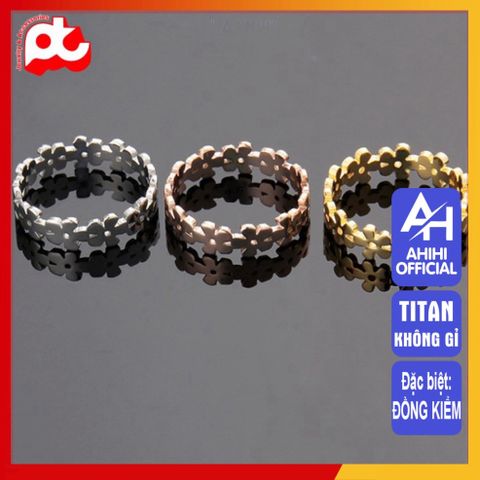 Nhẫn Nữ Titan Cao Cấp 5 Lá Cỏ - Thiết Kế Thanh Lịch, Không Gỉ, An Toàn Cho Da - Phụ Kiện Thời Trang Đẳng Cấp