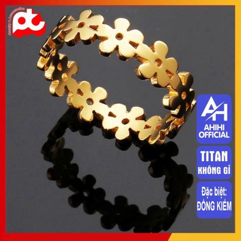 Nhẫn Nữ Titan Cao Cấp 5 Lá Cỏ - Thiết Kế Thanh Lịch, Không Gỉ, An Toàn Cho Da - Phụ Kiện Thời Trang Đẳng Cấp