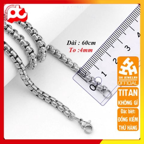 Dây Chuyền Nam Titan Cao Cấp Thép Không Gỉ - Phong Cách Mạnh Mẽ, Kích Thước 4mm, Trang Sức Đẳng Cấp Cho Phái Mạnh