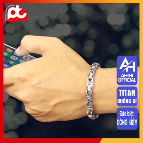 Lắc Tay Titan Nam Cao Cấp - Thiết Kế Ziczac Vuông Sang Trọng, Không Gỉ, Đẳng Cấp, Phụ Kiện Thời Trang Nam 7mm Màu Trắng