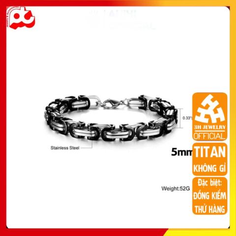 Lắc Tay Nam Titan Cao Cấp - Phong Cách Mạnh Mẽ, Thời Thượng, Không Gỉ, Kích Cỡ 5mm - Phụ Kiện Đẳng Cấp Cho Phái Mạnh
