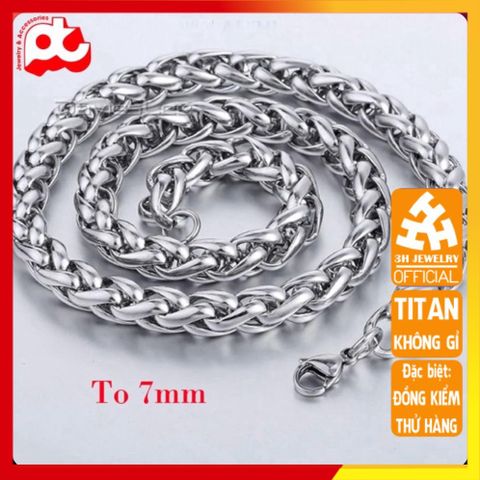 Dây Chuyền Titan Nam Cao Cấp 7mm - Phong Cách Sang Trọng Chống Gỉ Sét - Trang Sức Nam Đẳng Cấp, An Toàn Cho Da