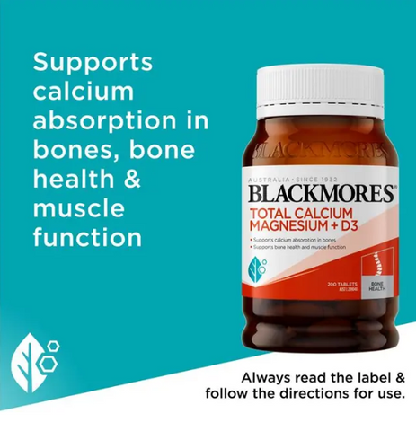 Viên Uống Blackmores Total Calcium Magnesium + D3 200 Viên - Bổ Sung Canxi, Magie và Vitamin D3 Giúp Xương Chắc Khỏe, Xuất Xứ Úc