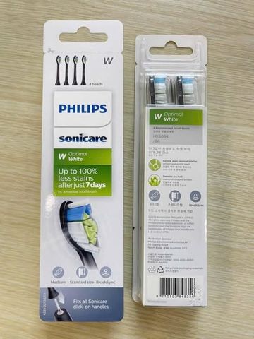 Đầu Bàn Chải Sonic W4 Philips HX6064/96 - Set 4 Cái, Công Nghệ Sóng Âm, Làm Sạch Sâu Kẽ Răng, Giữ Răng Trắng, Tương Thích Philips Sonicare