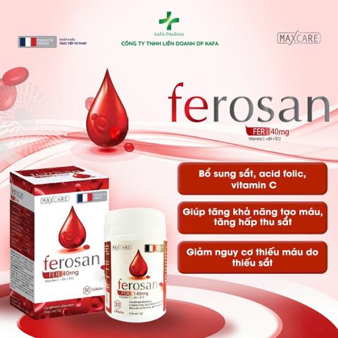 Viên Uống FEROSAN Bổ Sung Sắt, Axit Folic & Vitamin C - Cải Thiện Sức Khỏe, Hỗ Trợ Tăng Cường Máu (30 Viên)