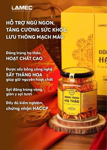 Nấm Đông Trùng Hạ Thảo LAMEC - Thực Phẩm Chức Năng Hỗ Trợ Sức Khỏe, Tăng Cường Sức Đề Kháng, Khối Lượng 15g
