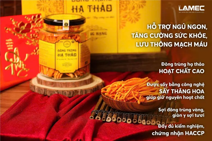 Nấm Đông Trùng Hạ Thảo LAMEC - Thực Phẩm Chức Năng Hỗ Trợ Sức Khỏe, Tăng Cường Sức Đề Kháng, Khối Lượng 15g