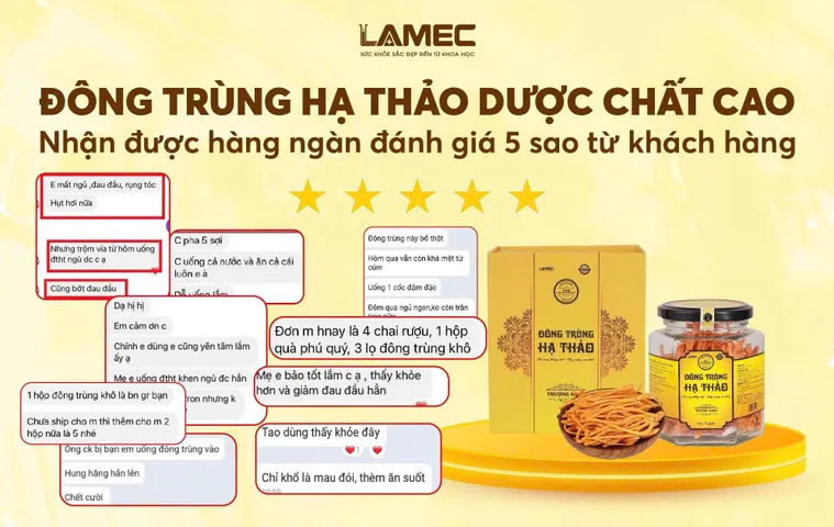 Nấm Đông Trùng Hạ Thảo LAMEC - Thực Phẩm Chức Năng Hỗ Trợ Sức Khỏe, Tăng Cường Sức Đề Kháng, Khối Lượng 15g