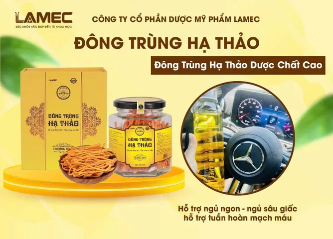 Nấm Đông Trùng Hạ Thảo LAMEC - Thực Phẩm Chức Năng Hỗ Trợ Sức Khỏe, Tăng Cường Sức Đề Kháng, Khối Lượng 15g