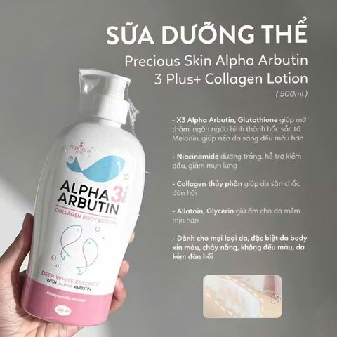 Sữa Dưỡng Thể Alpha Arbutin Collagen 500ml - Dưỡng Trắng Da Mịn Màng, Chống Lão Hóa - Chính Hãng Thai Lan