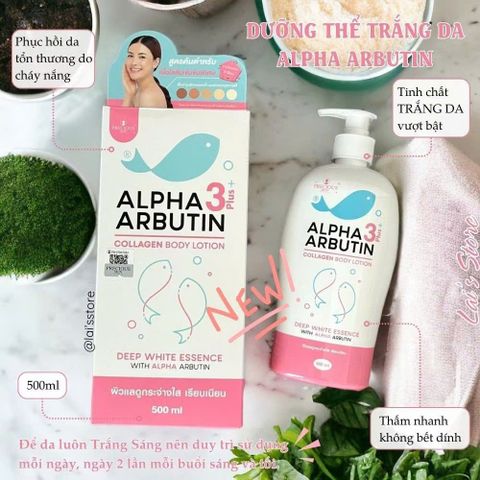 Sữa Dưỡng Thể Alpha Arbutin Collagen 500ml - Dưỡng Trắng Da Mịn Màng, Chống Lão Hóa - Chính Hãng Thai Lan