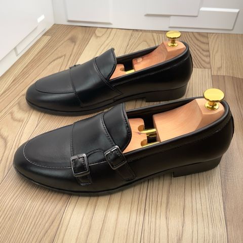 Giày lười nam da mờ DAVINCIA MonkStrap 4 khóa - Giày chú rể trẻ trung, đế cao su chống trơn trượt, phong cách sang trọng G66