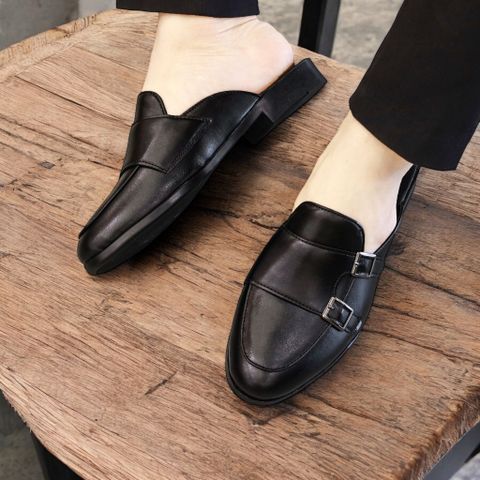 Giày sục nam cao cấp MonkStrap DAVINCIA - Giày da mùa hè thoáng khí, thiết kế hiện đại với khóa trang trí độc đáo