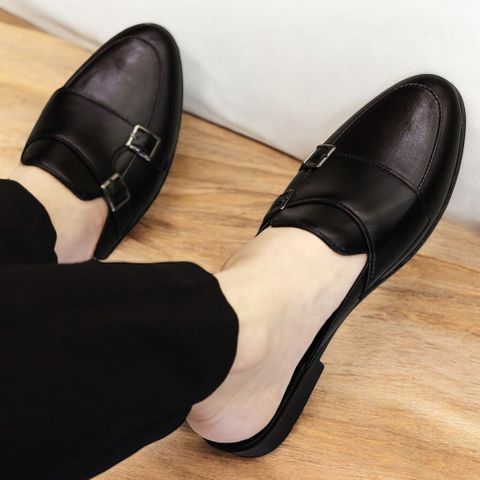 Giày sục nam cao cấp MonkStrap DAVINCIA - Giày da mùa hè thoáng khí, thiết kế hiện đại với khóa trang trí độc đáo