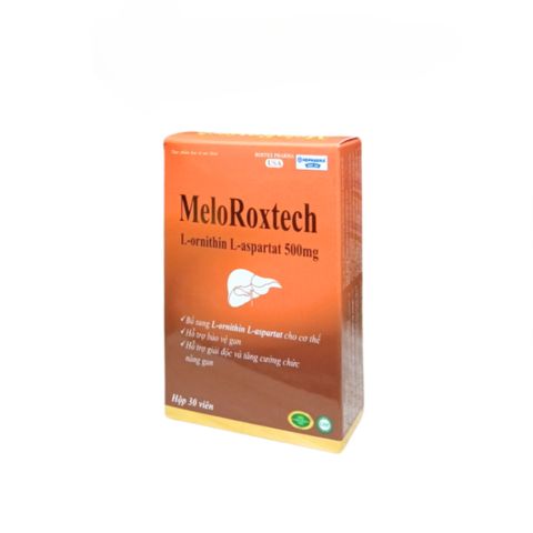 Viên uống bổ gan Melo Roxtech L-ornithin L-aspartat 500mg - Giải độc, bảo vệ và tăng cường chức năng gan, hộp 30 viên